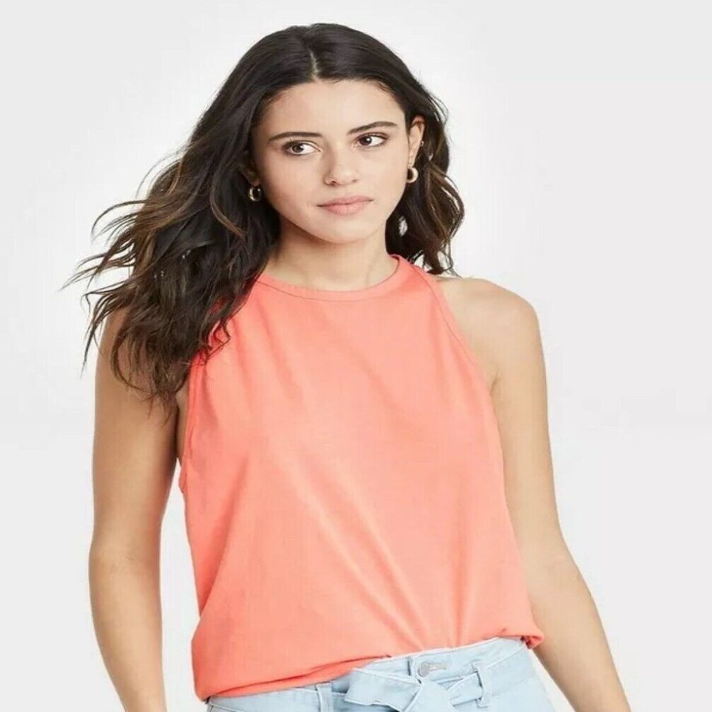 Women's Universal Threads Coral Pink Loose Fit High Neck Summery Tank Top size S